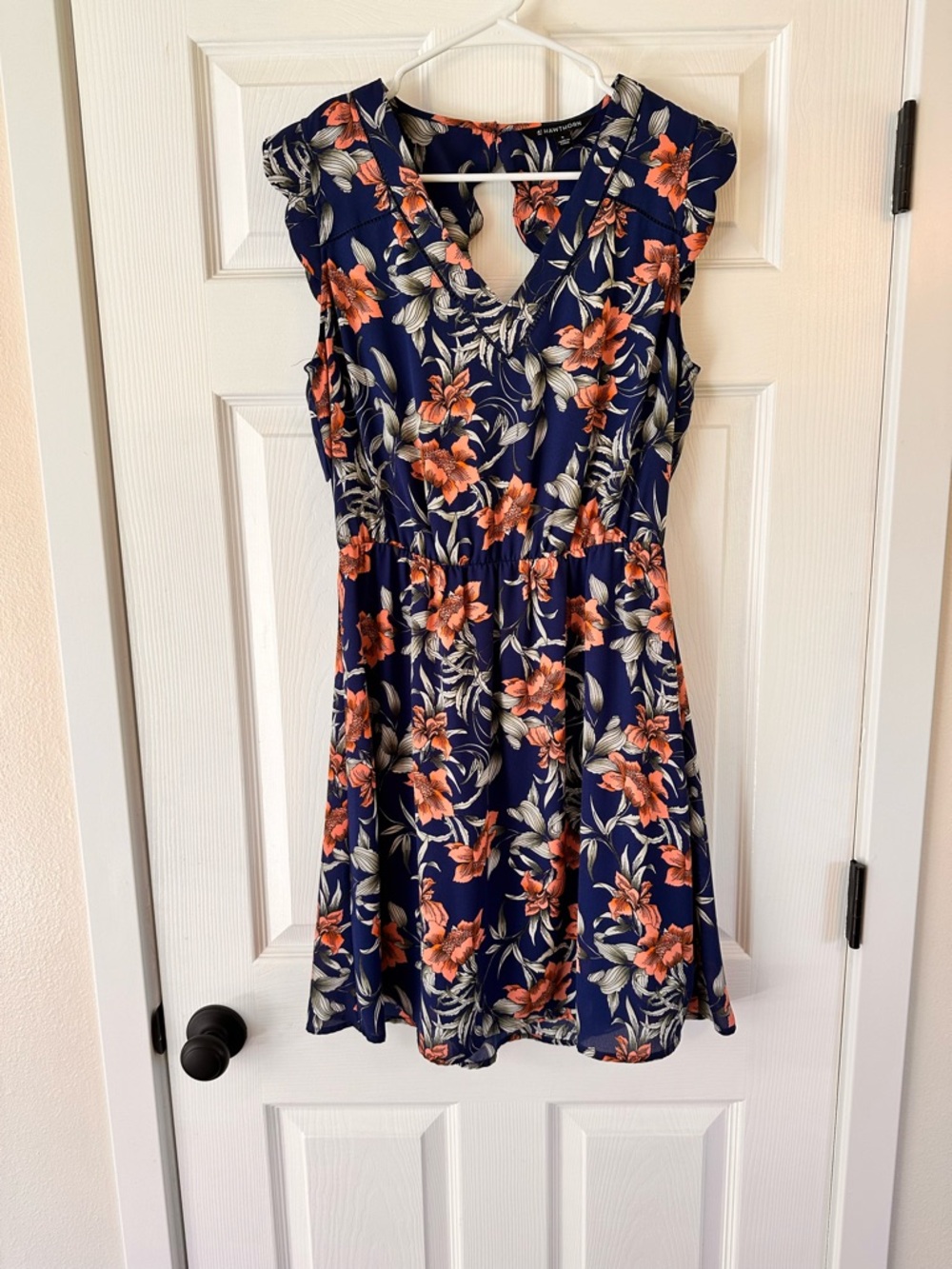 41 Hawthorn Navy Dress with Pink Floral Print
